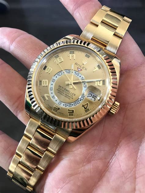 all gold rolex sky dweller.